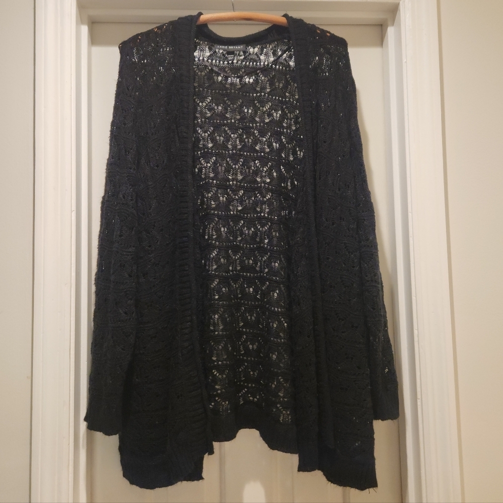 Lane Bryant Open Knit Black Cardigan Size 22